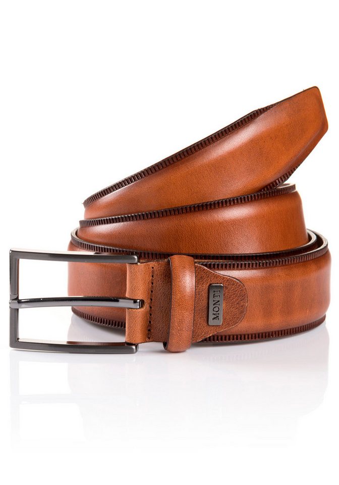 MONTI Ledergürtel PORTLAND aus strapazierfähigen und langlebigen Vollrindsleder leicht bombiert von MONTI