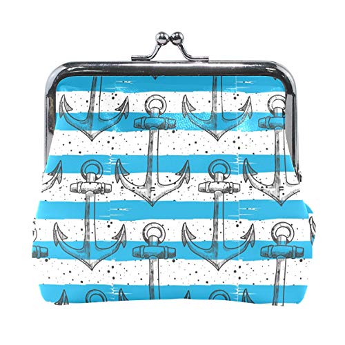 MONTOJ Anker-Geldbörse mit blau-weißen Streifen und Hintergrund, für Kinder, Münzfach, Mehrfarbig/Meereswellen (Ocean Tides), Einheitsgröße von MONTOJ