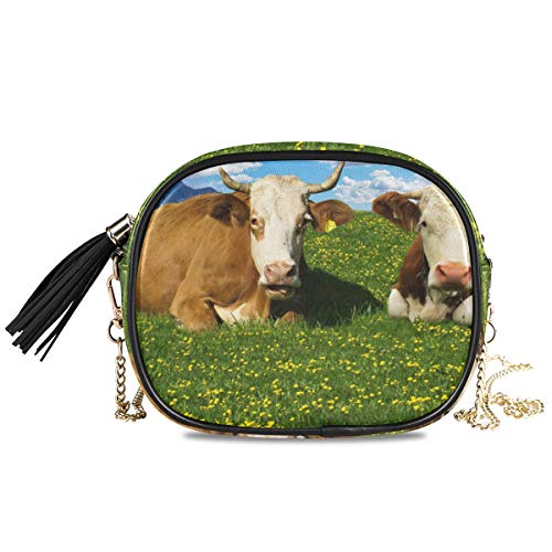 MONTOJ Damen Umhängetasche, Motiv: Kühe auf Gras von MONTOJ