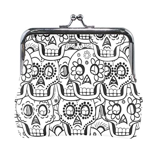 MONTOJ Day Of The Dead Sugar Skull Seamless Pattern Kids Change Purse Women Wallet Coin Case, Mehrfarbig/Meereswellen (Ocean Tides), Einheitsgröße von MONTOJ
