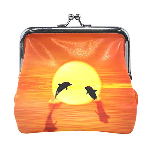MONTOJ Delphin Sunset Jump Kinder Kleingeldbörse Damen Geldbörse Münzetui, Mehrfarbig/Meereswellen (Ocean Tides), Einheitsgröße von MONTOJ