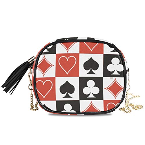 MONTOJ Special Poker Card Hearts Square Clubs Damen Kette Schultertasche Crossbody Taschen von MONTOJ