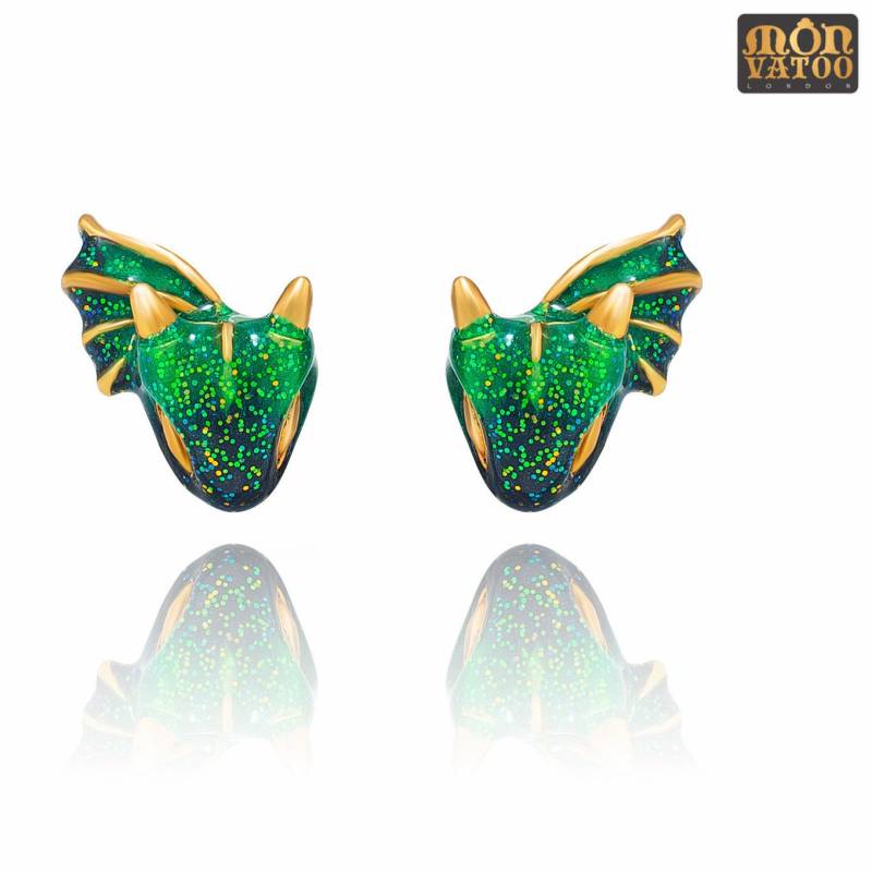 Gold Smaragd Drachen Ohrstecker Gold Smaragd Drachen Ohrstecker von MONVATOOLondon