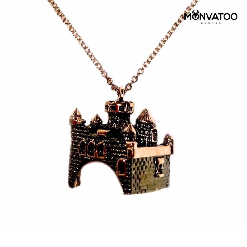 Rose Gold Ruthenium Schloss Halskette von MONVATOOLondon