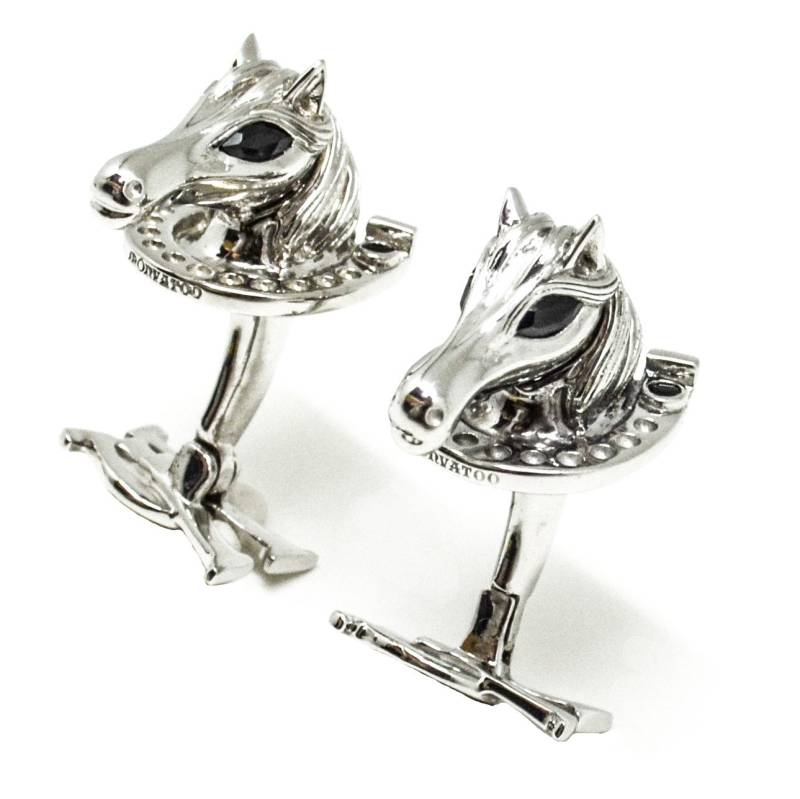 Silber Pferd Manschettenknöpfe Mit Onyx von MONVATOOLondon