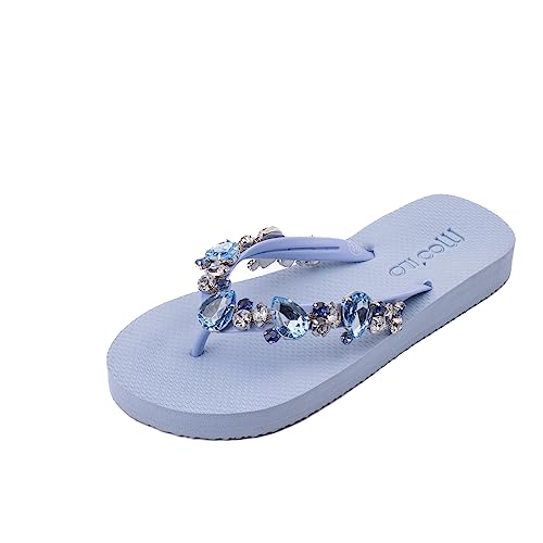 MOO´ILO Damen Sommer Zehentrenner Sandale 'Hellblau-hellblau (handgestickt) - Ultraweiche Sohle - Design, made in Germany (eu_footwear_size_system, adult, women, numeric, medium, numeric_38) von MOO´ILO