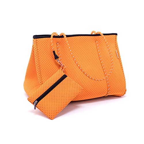 MOO´ILO Mooilo Neopren-Tasche für Damen, zum Einkaufen, Urlaub, Reisen, Sport, Büro, Schule, Pool, Strand, Design - made in Germany Size L 40 x 24 x 32 cm (Orange) von MOO´ILO