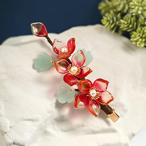 Chinesische Haarnadeln, Braut-Haarspangen, Haarschmuck für Damen, rote Blume, Haarspange, Brautschmuck, Hochzeit, Kopfbedeckung, Schmuck von MOOCO MORNING