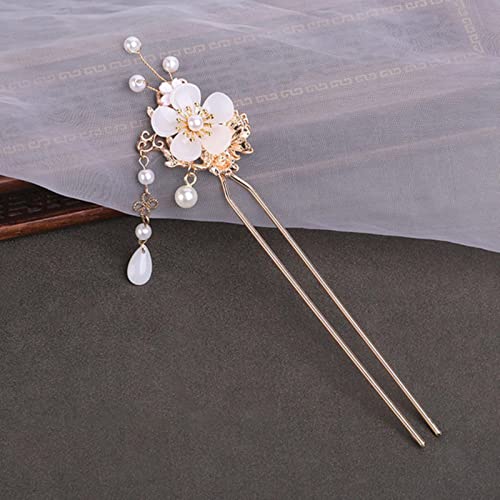 Chinesische Hanfu Haar-Accessoires Haarnadeln für Frauen Blume Perle Lange Quaste Schritt Shake Haarstäbchen Vintage Hochzeit Brautschmuck von MOOCO MORNING