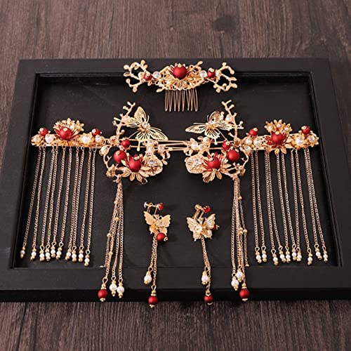 Damen-Haarkämme, traditionelles chinesisches Hochzeitszubehör, Stirnband, Kopfschmuck, Kopfschmuck, Brautschmuck, Kopfschmuck, Kopfschmuck, Anstecknadel von MOOCO MORNING