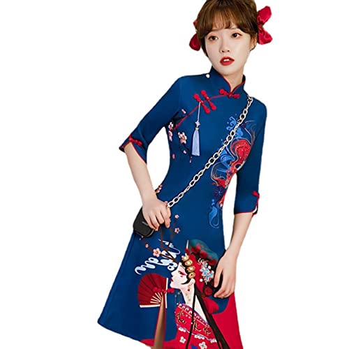 MOOCO MORNING Hanfu Casual Party Karneval Mode Modern Cheongsam Kleid Frauen Kurzarm Qipao Traditionelle chinesische Kleidung von MOOCO MORNING