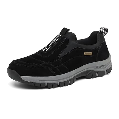 Orthopädische Schuhe wasserdichte Herren Wanderschuhe Outdoor Atmungsaktiv Reisen Bergschuhe Bequeme Leicht Atmungsaktiv Lauf-Sneaker für Männer Weich-Schwarz||44 EU von MOODEST