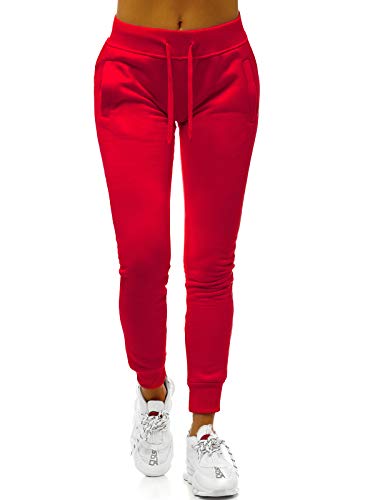 MOODOZ Damen Jogginghose Hose Trainingshose Sporthose Freizeithose Motiv Damenhose Fitnesshose Sweatpants Sweathose Fußballhose Joggpants JS/CK001/59 DUNKELROT M von MOODOZ