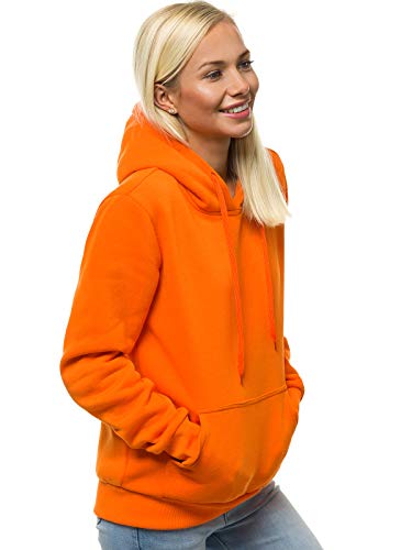 MOODOZ Damen Kapuzenpullover Sweatjacke Sweatshirt Farbvarianten Kapuzenjacke Kapuzenpulli Kapuze Langarm Hoodie Sport Style Casual Fitness Training Basic 777/07175B ORANGE S von MOODOZ