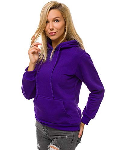 MOODOZ Damen Kapuzenpullover Sweatjacke Sweatshirt Langarm Hoodie Sport Style Casual Fitness Training Basic JS/W002 VIOLETT M von MOODOZ