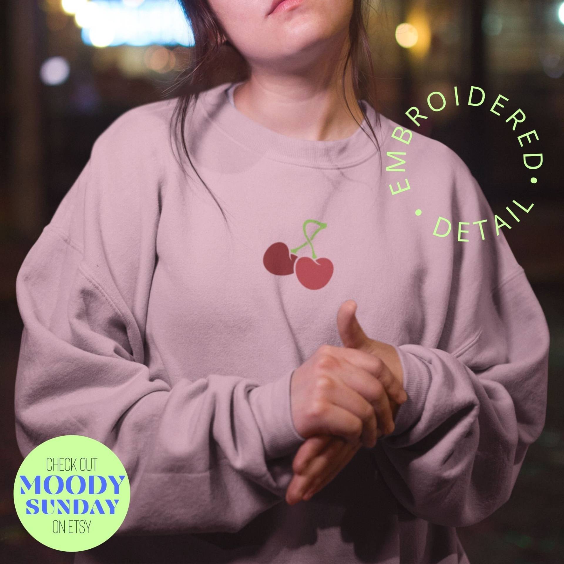 Bestickte Kirschen ⎮ Unisex Sweatshirt Y2K Totally 90S Pullover Kawaii Ac Fruit von MOODYsunday