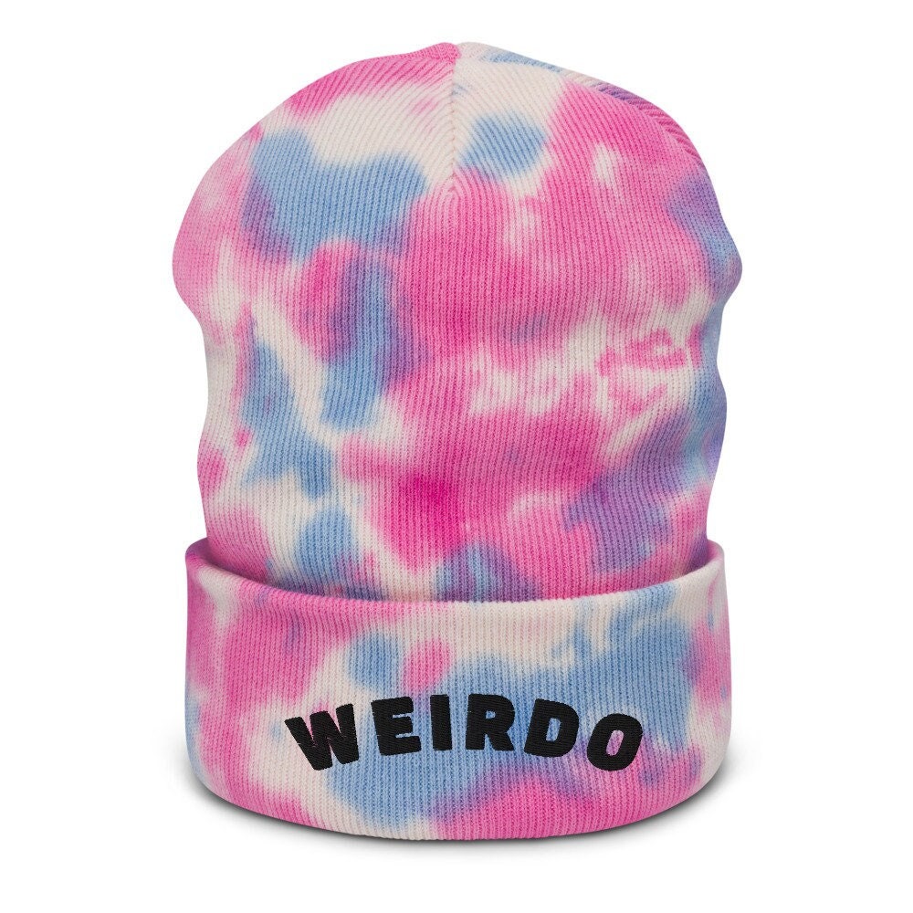 Weirdo Bestickte Tie-Dye Beanie Stickerei Toque Mütze von MOODYsunday