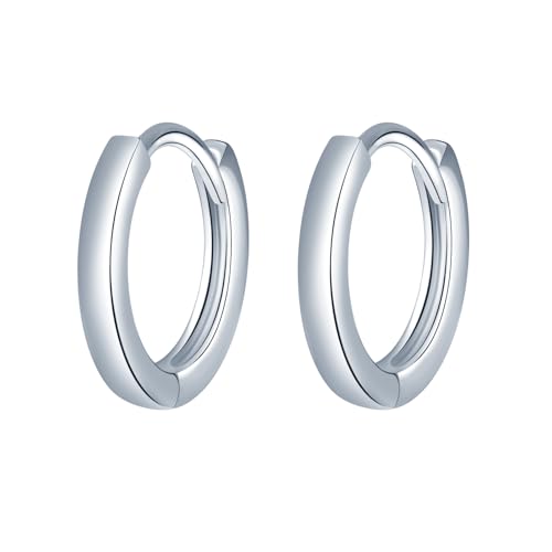 MOOFUN 10mm Ohrringe Silber 925 Creolen Klein: Damen Herren Ohrringe Hypoallergen Knorpel Piercing Huggie Ohrring für Mehrere Ohrlöcher - Vielseitig Ohrschmuck für Partei Täglich Arbeit Silber von MOOFUN