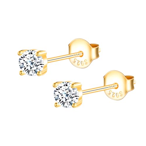 MOOFUN 4MM Zirkonia Ohrstecker Gold Damen Ohrringe Stecker 925 Silber Ohrring Erstohrstecker Ohrschmuck für Mama Freundin Mädchen Oma Schwester Frauen Geschenk Geburtstagsgeschenk MOOFUN 4MM Zirkonia Ohrstecker Gold Damen Ohrringe Stecker 925 Silber Ohrring Erstohrstecker Ohrschmuck für Mama Freundin Mädchen Oma Schwester Frauen Geschenk Geburtstagsgeschenk von MOOFUN