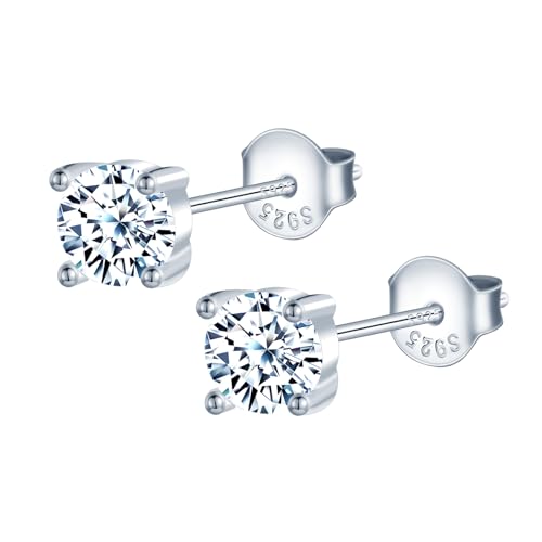 MOOFUN 6MM Zirkonia Ohrstecker Silber Damen Ohrringe Stecker 925 Silber Ohrring Erstohrstecker Ohrschmuck für Mama Freundin Mädchen Oma Schwester Frauen Geschenk Geburtstagsgeschenk von MOOFUN