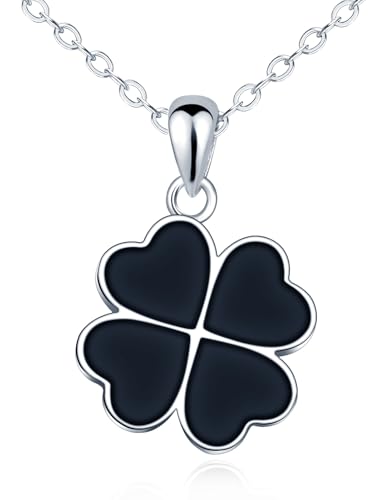 MOOFUN Black Tropfeinspeisung Kleeblatt Halskette Damen Mädchen Silber 925: Glücksblätter Ästhetik Anhänger Kette für Mama Frau Freundin Tochter Schwester - Modeschmuck für Geburtstag Partei Hochzeit MOOFUN Black Tropfeinspeisung Kleeblatt Halskette Damen Mädchen Silber 925: Glücksblätter Ästhetik Anhänger Kette für Mama Frau Freundin Tochter Schwester - Modeschmuck für Geburtstag Partei Hochzeit von MOOFUN
