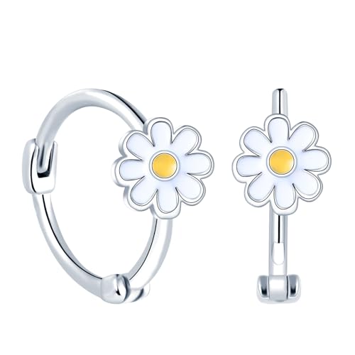 MOOFUN Gänseblümchen Ohrringe Silber 925 Creolen Klein: Damen Mädchen Ohrringe Hypoallergen Knorpel Piercing Huggie Ohrring für Frau Freund Tochter - Schön Ohrschmuck für Partei Täglich Arbeit Urlaub von MOOFUN