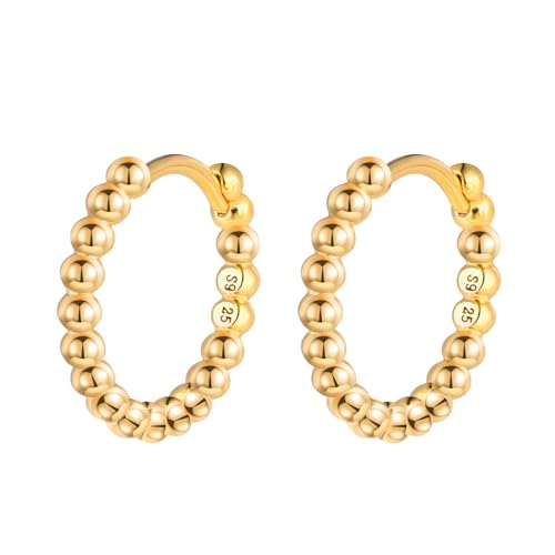 MOOFUN Kugeln Perle Ohrringe Silber 925 Creolen Klein Ohrring Damen Ohrringe Ohringe Gold Hoop Ohrschmuck für Mama Beste Freundin Teenager Mädchen Oma Schwester Frauen Geschenk Geburtstagsgeschenk von MOOFUN