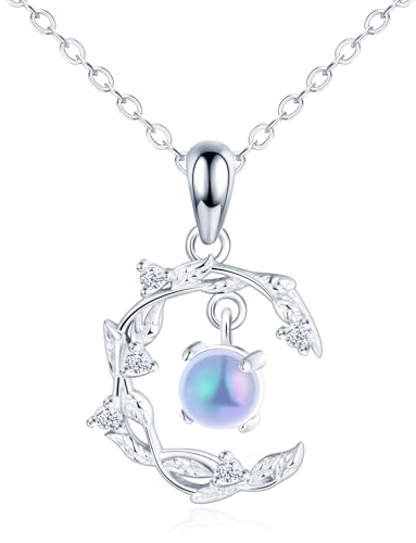 MOOFUN Mondstein Halskette Zirkon Blätter Mond Damen Kette 925 Sterling Silber Pflanze Anhänger Halsketten für Mama Freundin Mädchen Schwester Frau Modeschmuck Frauen Geschenk Geburtstagsgeschenk MOOFUN Mondstein Halskette Zirkon Blätter Mond Damen Kette 925 Sterling Silber Pflanze Anhänger Halsketten für Mama Freundin Mädchen Schwester Frau Modeschmuck Frauen Geschenk Geburtstagsgeschenk von MOOFUN