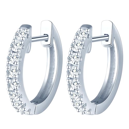 MOOFUN Ohrringe Silber 925 Creolen Groß 14mm Ohrring Damen Ohrringe Klein Zirkon Ohringe Silber Hoop Ohrschmuck für Mama Beste Freundin Teenager Mädchen Schwester Frauen Geschenk Geburtstagsgeschenk von MOOFUN