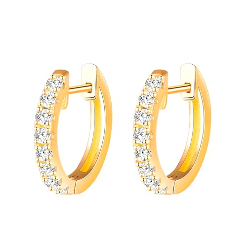 MOOFUN Ohrringe Silber 925 Creolen Klein 10mm Ohrring Damen Ohrringe Mini Zirkon Ohringe Gold Hoop Ohrschmuck für Mama Beste Freundin Teenager Mädchen Schwester Frauen Geschenk Geburtstagsgeschenk von MOOFUN