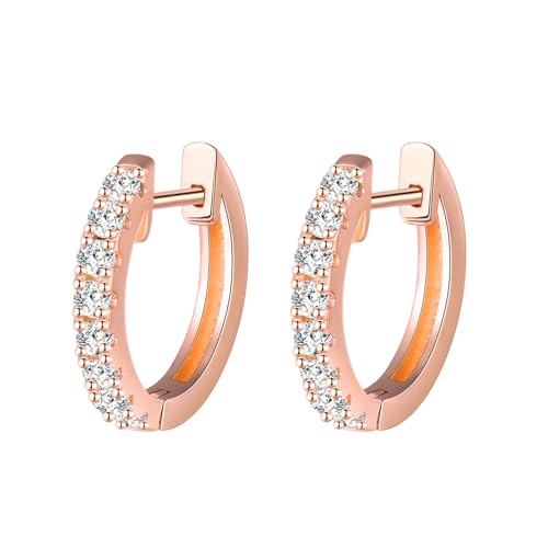 MOOFUN Ohrringe Silber 925 Creolen Klein 10mm Ohrring Damen Ohrringe Mini Zirkon Ohringe Rosegold Hoop Ohrschmuck für Mama Beste Freundin Teenager Mädchen Schwester Frauen Geschenk Geburtstagsgeschenk von MOOFUN