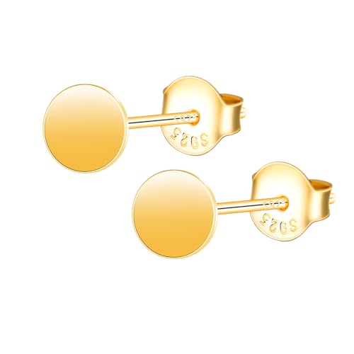 MOOFUN Polierte Runde Ohrstecker Gold Damen Ohrringe Stecker 925 Silber Ohrring Klassischer Kreis Ohrschmuck für Mama Freundin Mädchen Schwester Frauen Geschenk Geburtstagsgeschenk von MOOFUN