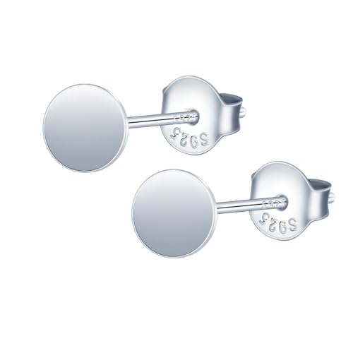 MOOFUN Polierte Runde Ohrstecker Silber Damen Ohrringe Stecker 925 Silber Ohrring Klassischer Kreis Ohrschmuck für Mama Freundin Mädchen Schwester Frauen Geschenk Geburtstagsgeschenk von MOOFUN