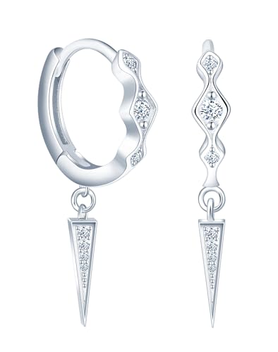 MOOFUN Zirkon Dreieck Ohrhänger Silber 925 Ohrringe Hängend Damen Ohrringe Creolen Ohrring Ohringe Ohrschmuck für Mama Beste Freundin Teenager Mädchen Oma Schwester Frauen Geschenk Geburtstagsgeschenk von MOOFUN