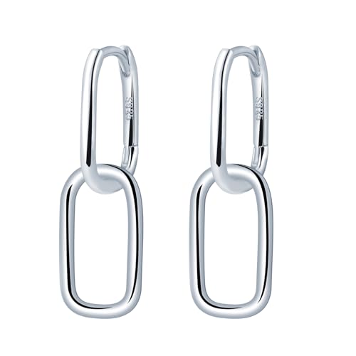 Ohrringe Silber 925 Creolen Doppelellipse Ohrring Hängend Geometrische Ellipse Damen Huggie Ohrringe Silber Ohrschmuck für Mama Freundin Teenager Mädchen Schwester Frauen Geschenk Geburtstagsgeschenk von MOOFUN