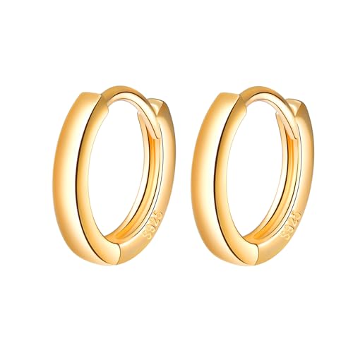 Ohrringe Silber 925 Creolen Klein Unisex: 10mm Damen Herren Ohrringe Hypoallergen Knorpel Piercing Huggie Ohrring für Mehrere Ohrlöcher - Vielseitig Ohrschmuck für Partei Täglich Arbeit Urlaub Gold von MOOFUN
