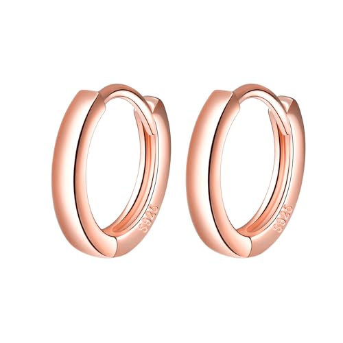 Ohrringe Silber 925 Creolen Klein Unisex:10mm Damen Herren Ohrringe Hypoallergen Knorpel Piercing Huggie Ohrring für Mehrere Ohrlöcher - Vielseitig Ohrschmuck für Partei Täglich Arbeit Urlaub Rosegold von MOOFUN