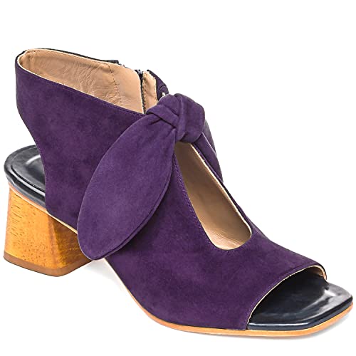 MOOMMO Damen Sandalen mit Absatz mit Schleife Peep Toe Chunky Block Low Heel Sandalen Booties Ausschnitt 5,1 cm Absatz Rückenfrei Slingback Kleid Schuhe Offener Zehen Reißverschluss Wildleder Sandalen Elegant Sommer Casual Strand 4-11 M US, Wildleder Lila, 40 EU von MOOMMO