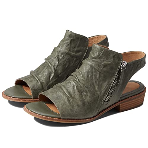 MOOMMO Frauen Niedriger Blockabsatz Sandalen Booties Peep Toe Side Zipper Sandalen Ausschnitt Rückenfrei Chunky Stacked Heel Slingback Ankle Boots Open Toe Pleated Vintage Casual Heeled Sandalen Kleid Party 4-11 M US, Matt Armeegrün, 38.5 EU von MOOMMO