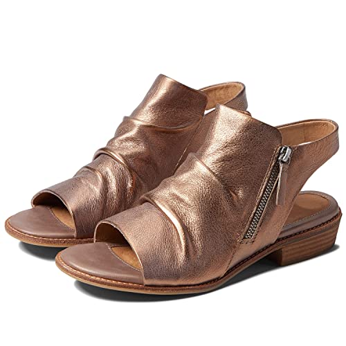 MOOMMO Frauen Niedriger Blockabsatz Sandalen Booties Peep Toe Side Zipper Sandalen Ausschnitt Rückenfrei Chunky Stacked Heel Slingback Ankle Boots Open Toe Pleated Vintage Casual Heeled Sandalen Kleid Party 4-11 M US, Mattbronze, 42 EU von MOOMMO