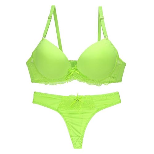 MOONBADI BH Damen mit bügel Grün Damen BH Set Spitze BH Und String Push Up Bügel BH Unterwäsche Lingerie Tanga BH Sets Push up Bra 95E von MOONBADI