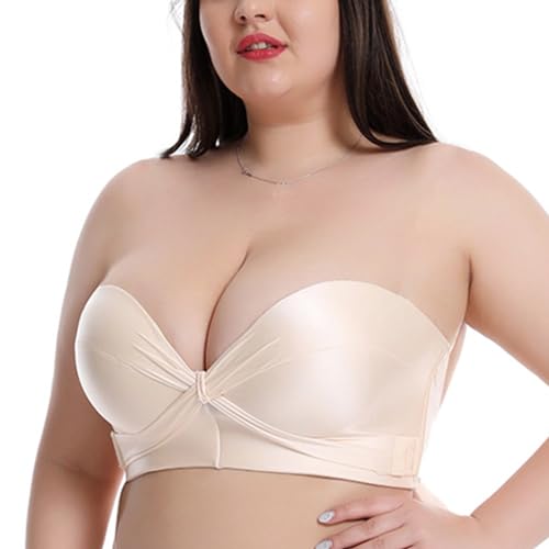 MOONBADI BH Damen mit bügel hellgelb Damen Trägerloser BH Bügel Halbschalen Große Größen BH mit Geformte Cups t-Shirt BH 95F von MOONBADI