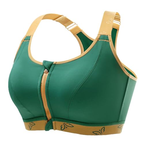 MOONBADI BH Damen ohne bügel BH mit reißverschluss vorne Grün Damen Sport BH Starker Halt- Ohne Bügel Push Up Ringerrücken Gepolstert Fitness BH Dirndl Damen 75C von MOONBADI
