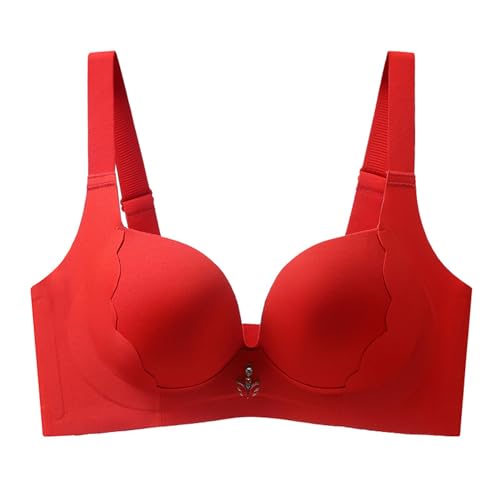 MOONBADI BH Damen ohne bügel Rot Damen BH Full Cup Atmungsaktiver Schalen BH Push Up Ohne Bügel BH BH für große Brust 105D MOONBADI BH Damen ohne bügel Rot Damen BH Full Cup Atmungsaktiver Schalen BH Push Up Ohne Bügel BH BH für große Brust 105D von MOONBADI