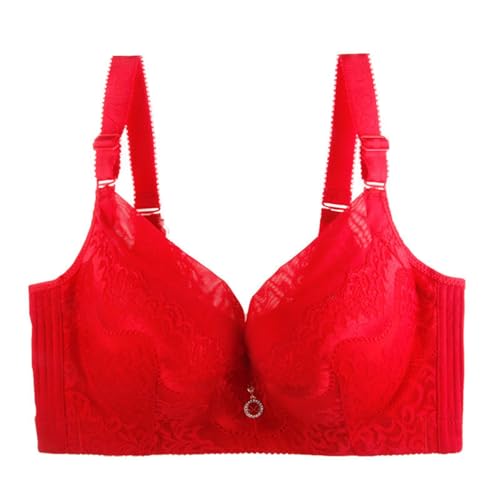 MOONBADI BH Push up Rot Damen Minimizer BH Vollschalen mit Spitze BH Bügel Push Up BH BH Grosse grössen 120E von MOONBADI