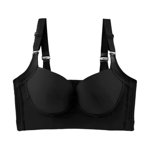 MOONBADI BH Push up Schwarz Damen Große Größen Komfort Vollschalen Ungepolstert Ohne Bügel Starker Halt Minimizer BH Push up BH extrem 115C von MOONBADI