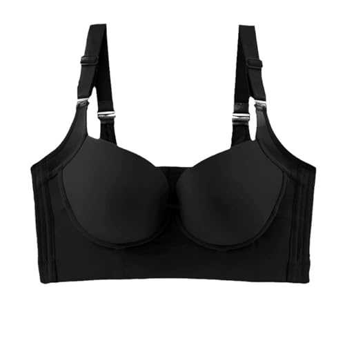 MOONBADI BH rückenfrei Bügelloser Schwarz V-Ausschnitt Gepolstert Bustier Soft Komfort BHS durchsichtig Damen 80G von MOONBADI