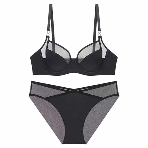 MOONBADI BH Schwarz Damen BH Set Unterwäsche Damen mit Bügel Lingerie Babydoll BH Spitze BH und Slip Lingerie Push up BH BH Damen Push up 75B von MOONBADI