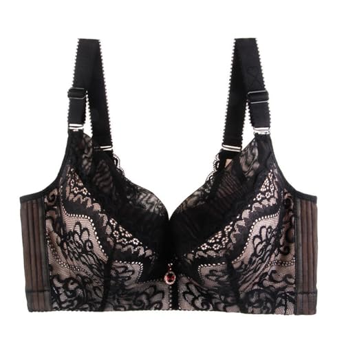 MOONBADI BH Schwarz Damen Dirndl BH Push Up Balconette Spitzen BHS Durchsichtig Große Größen mit Bügel BH Grosse grössen 100C von MOONBADI