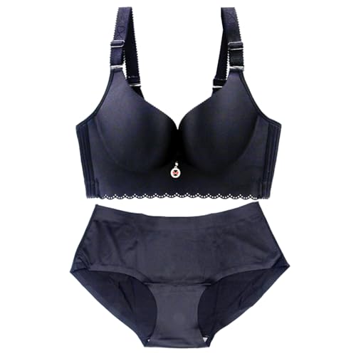 MOONBADI BH Schwarz Damen Ohne Bügel Push Up BH Glatter BHS Halt Grosse Grössen Ultrakomfortabler Tshirt BH Soft Atmungsaktiver BH Set 85E von MOONBADI